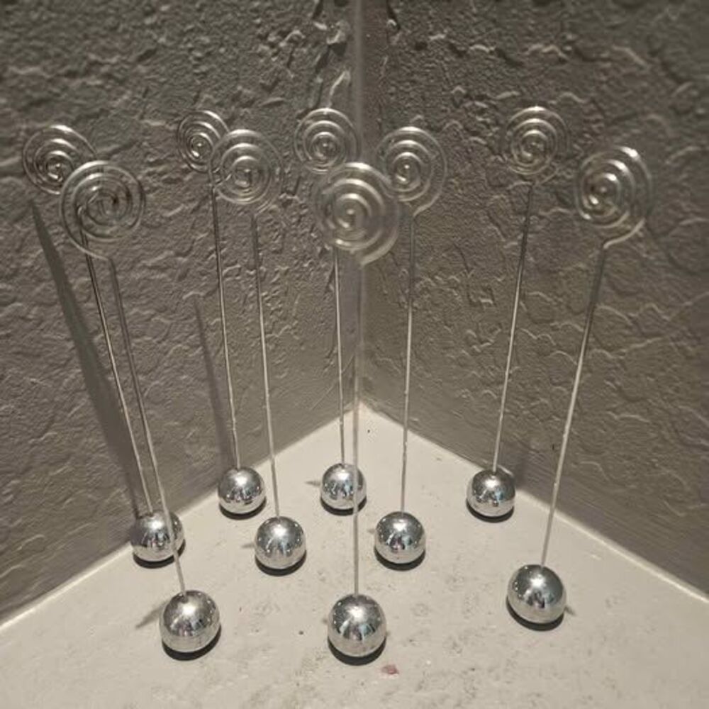 Set of 9 Silver Spiral Place Card Holders Table Setting